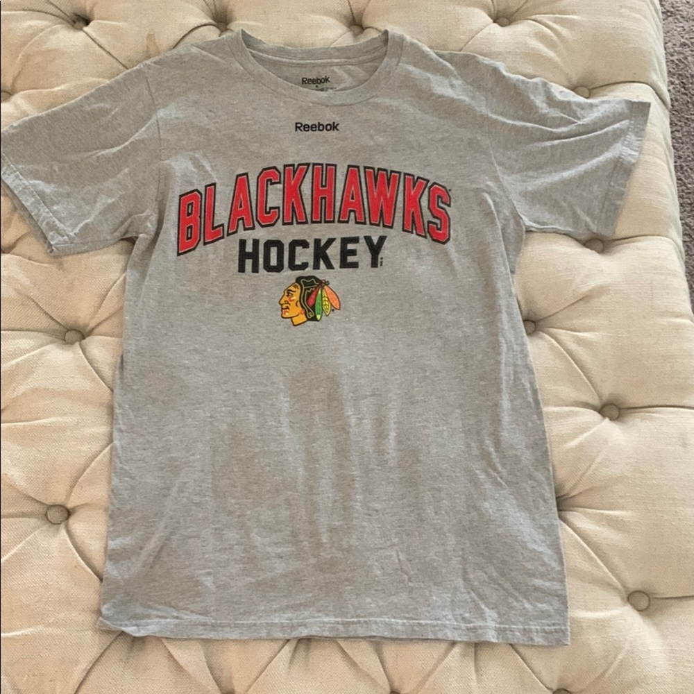 Reebok Gray Blackhawks Hockey Tee